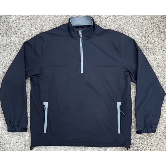 Tehama Golf Windbreaker Mens‎ L Black 1/4 Zip Pullover Vented Lightweight Jacket - Picture 1 of 9